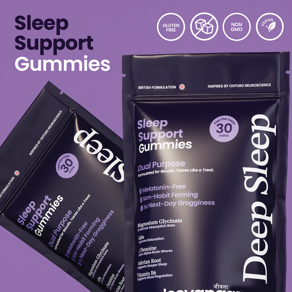 Sleep Deep Powder 💤 Sleep Deep Gummies, No Melatonin | Jeevanaa™ Magnesium & L-Theanine